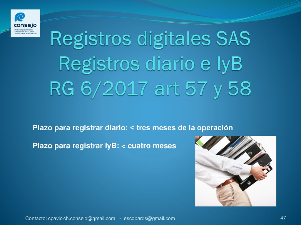 Registros digitales SAS Registros diario e IyB RG 6/2017 art 57 y 58