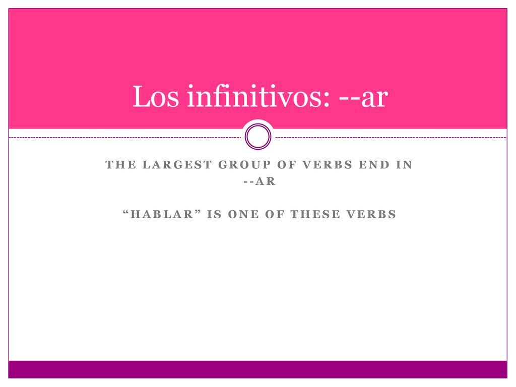 The largest group of verbs end in Hablar is one of these verbs