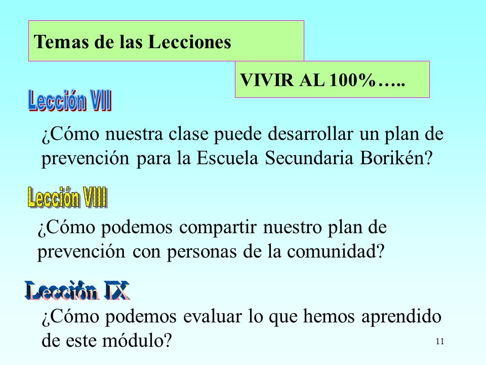 Lección VII Lección VIII Lección IX Temas de las Lecciones