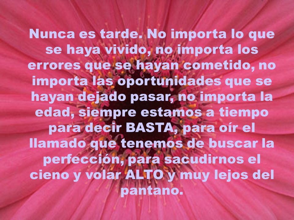 Nunca es tarde.