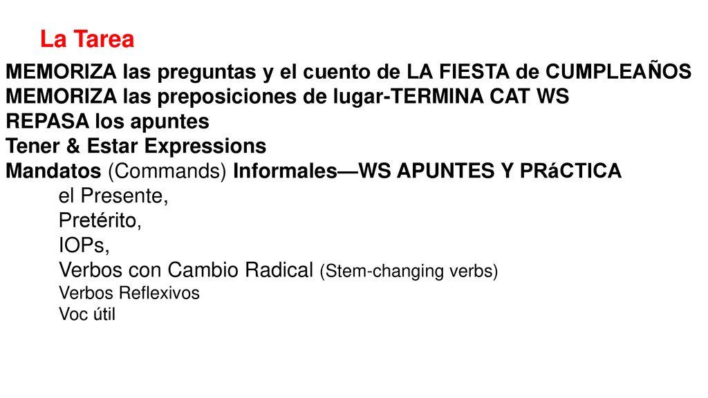 La Tarea MEMORIZA las preguntas y el cuento de LA FIESTA de CUMPLEAÑOS
