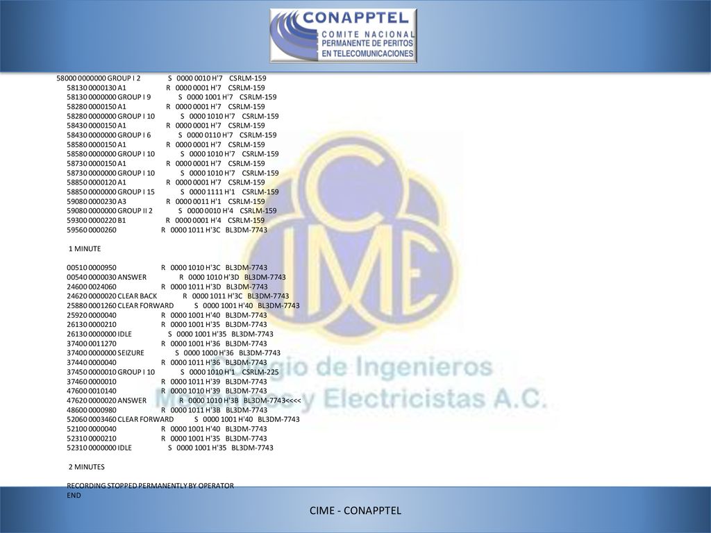 CIME - CONAPPTEL GROUP I 2 S H 7 CSRLM-159