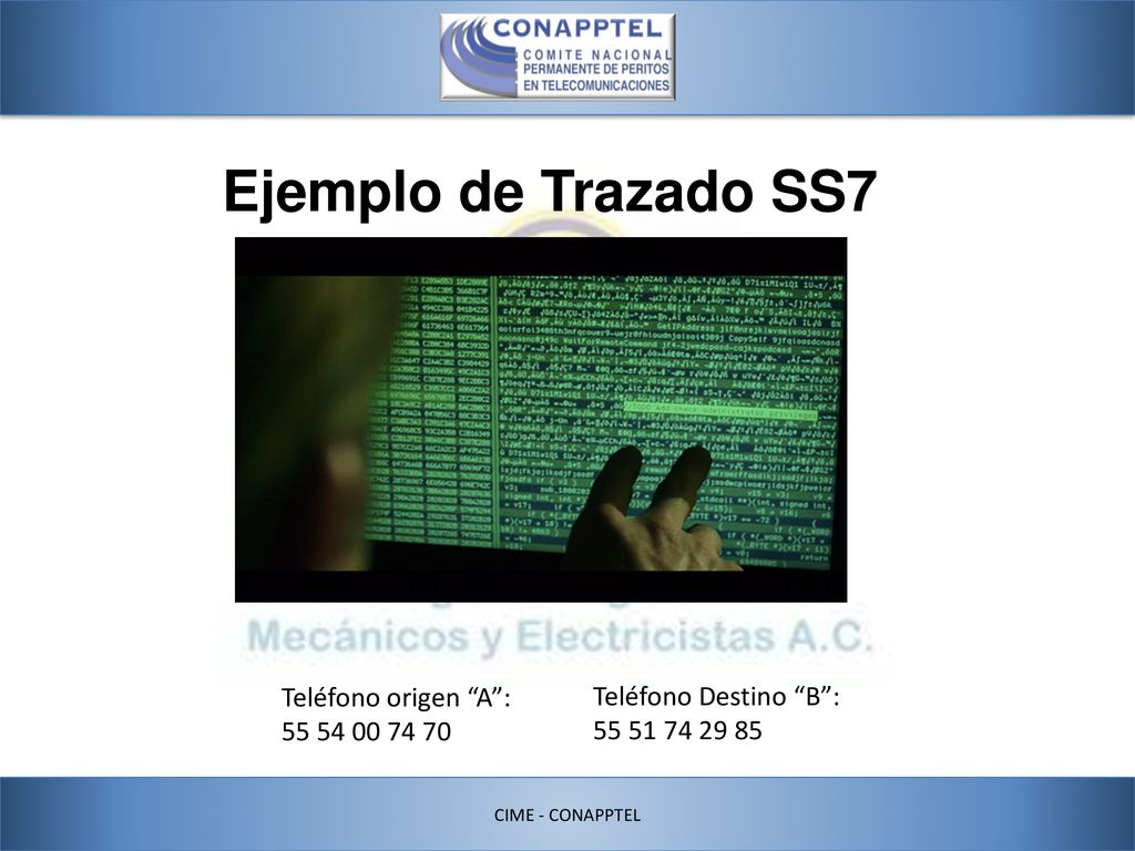 Ejemplo de Trazado SS7 Teléfono origen A : Teléfono Destino B :