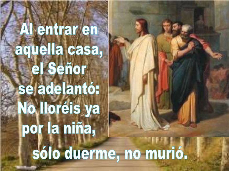 Al entrar en aquella casa, el Señor se adelantó: No lloréis ya por la niña, sólo duerme, no murió.