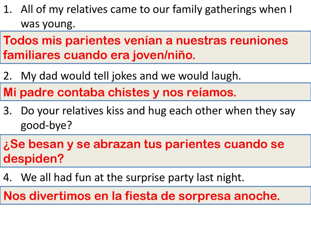 All of my relatives came to our family gatherings when I was young.