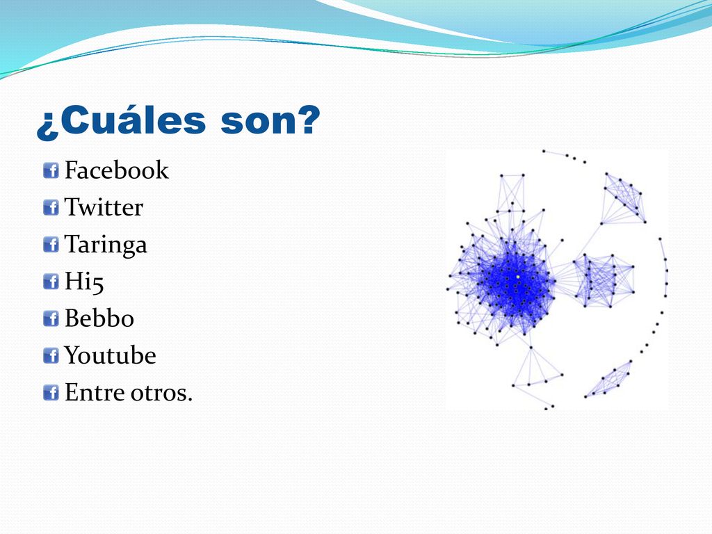 ¿Cuáles son Facebook Twitter Taringa Hi5 Bebbo Youtube Entre otros.