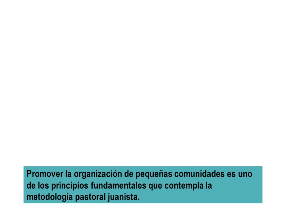 Promover la organización de pequeñas comunidades es uno de los principios fundamentales que contempla la metodología pastoral juanista.