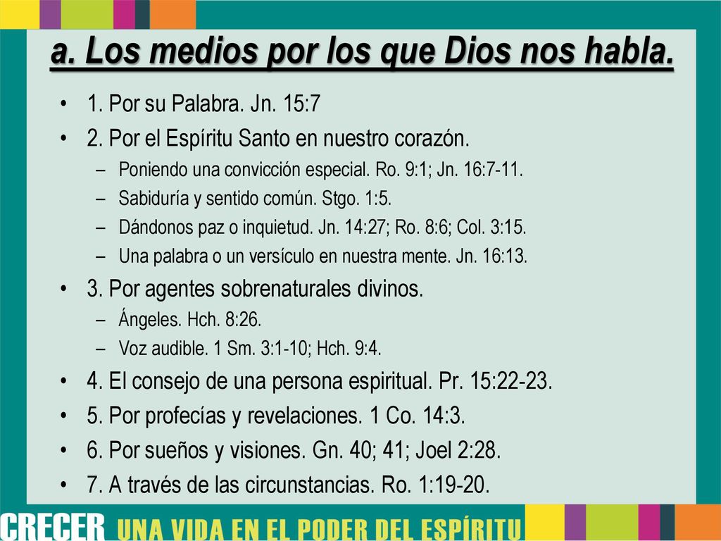a. Los medios por los que Dios nos habla.