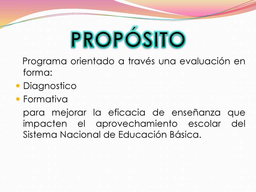 PROPÓSITO Programa orientado a través una evaluación en forma: