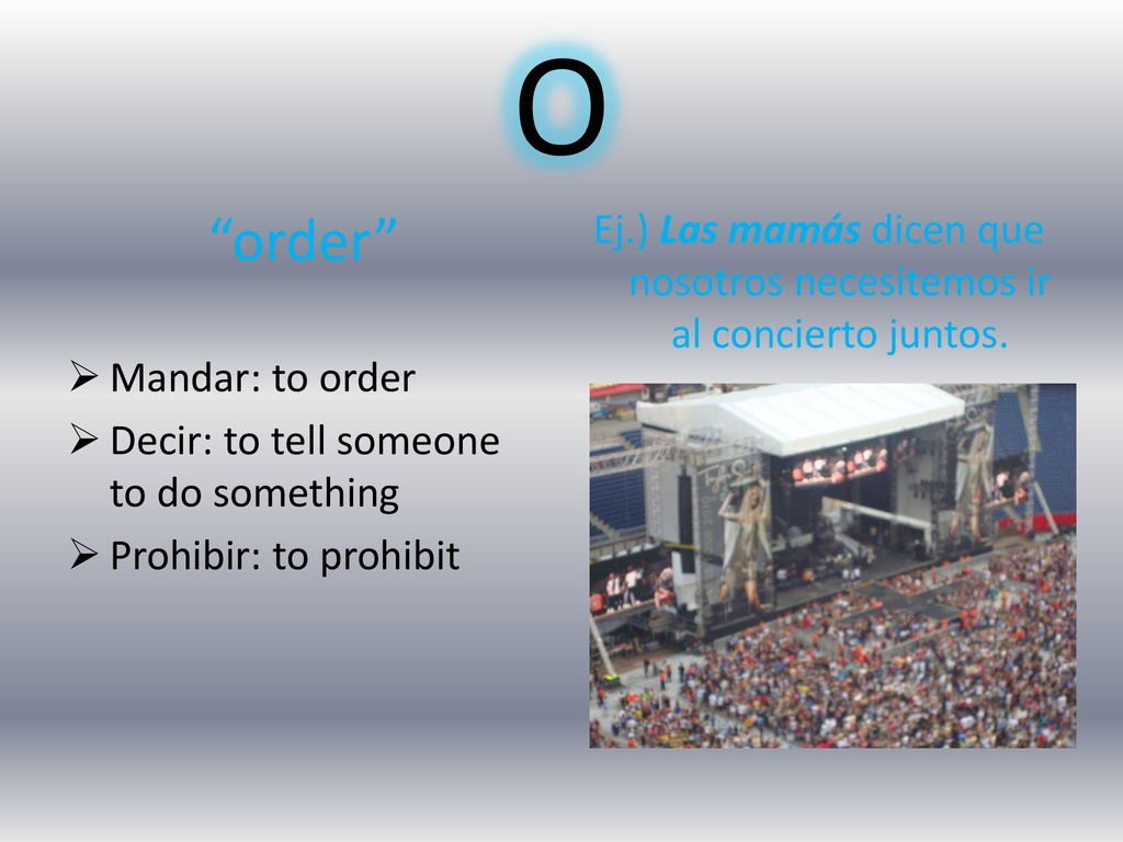 Ej.) Las mamás dicen que nosotros necesitemos ir al concierto juntos.