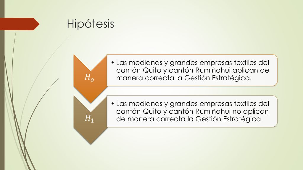 Hipótesis 𝐻 𝑜. Las medianas y grandes empresas textiles del cantón Quito y cantón Rumiñahui aplican de manera correcta la Gestión Estratégica.