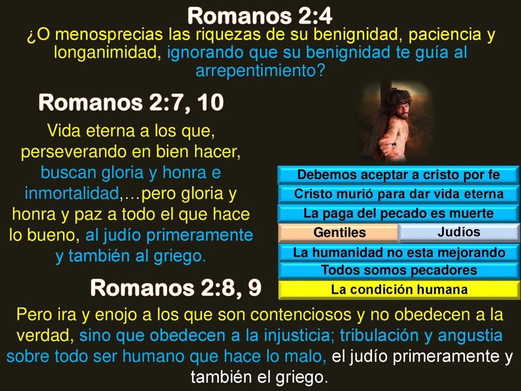 Romanos 2:4 Romanos 2:7, 10 Romanos 2:8, 9