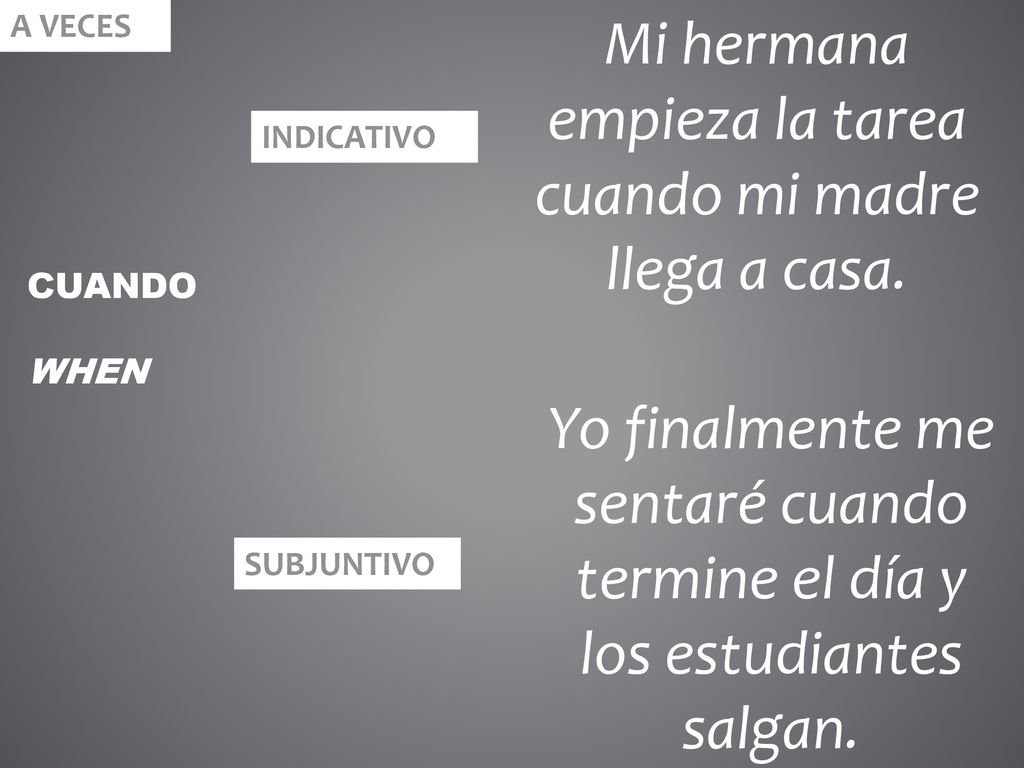 Mi hermana empieza la tarea cuando mi madre llega a casa.