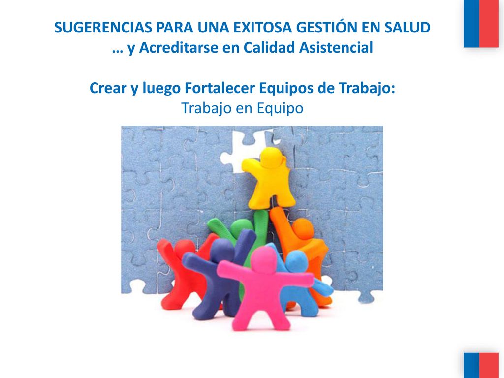 SUGERENCIAS PARA UNA EXITOSA GESTIÓN EN SALUD … y Acreditarse en Calidad Asistencial Crear y luego Fortalecer Equipos de Trabajo: Trabajo en Equipo