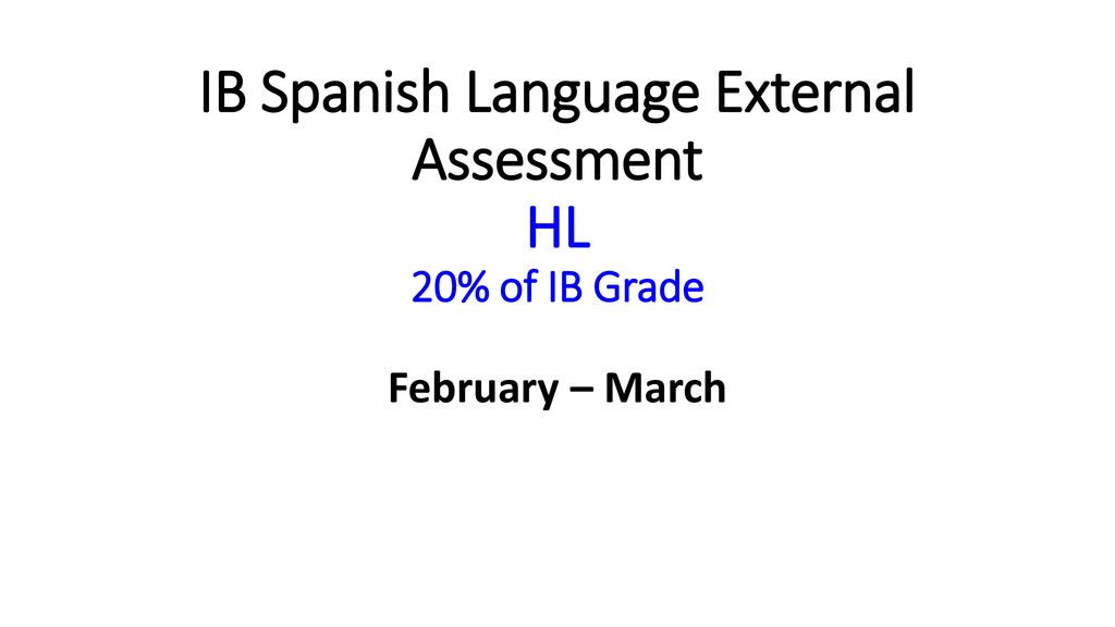 IB Spanish Language External Assessment HL 20% of IB Grade