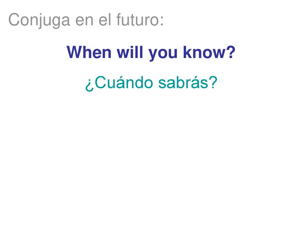 Conjuga en el futuro: When will you know ¿Cuándo sabrás