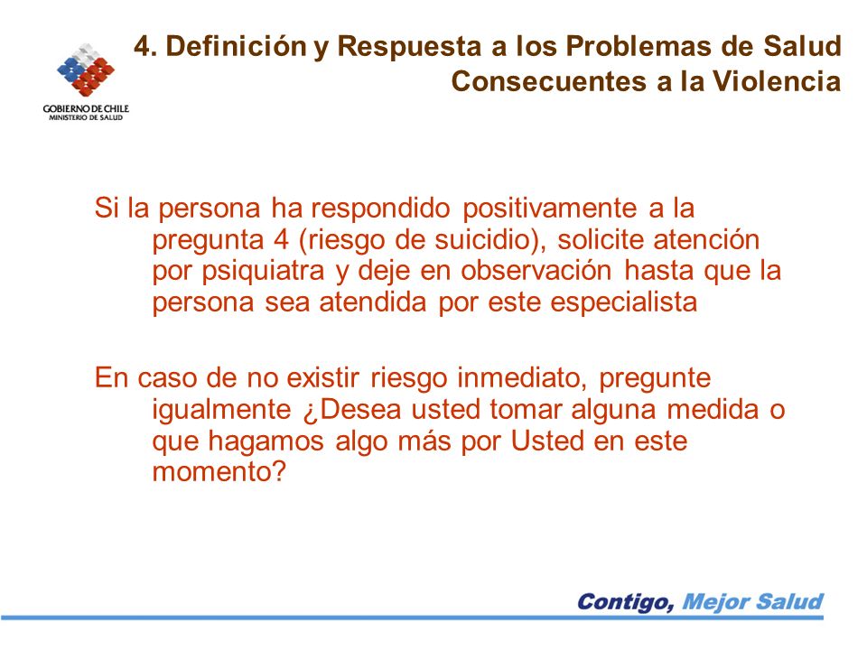 4. Definición y Respuesta a los Problemas de Salud Consecuentes a la Violencia