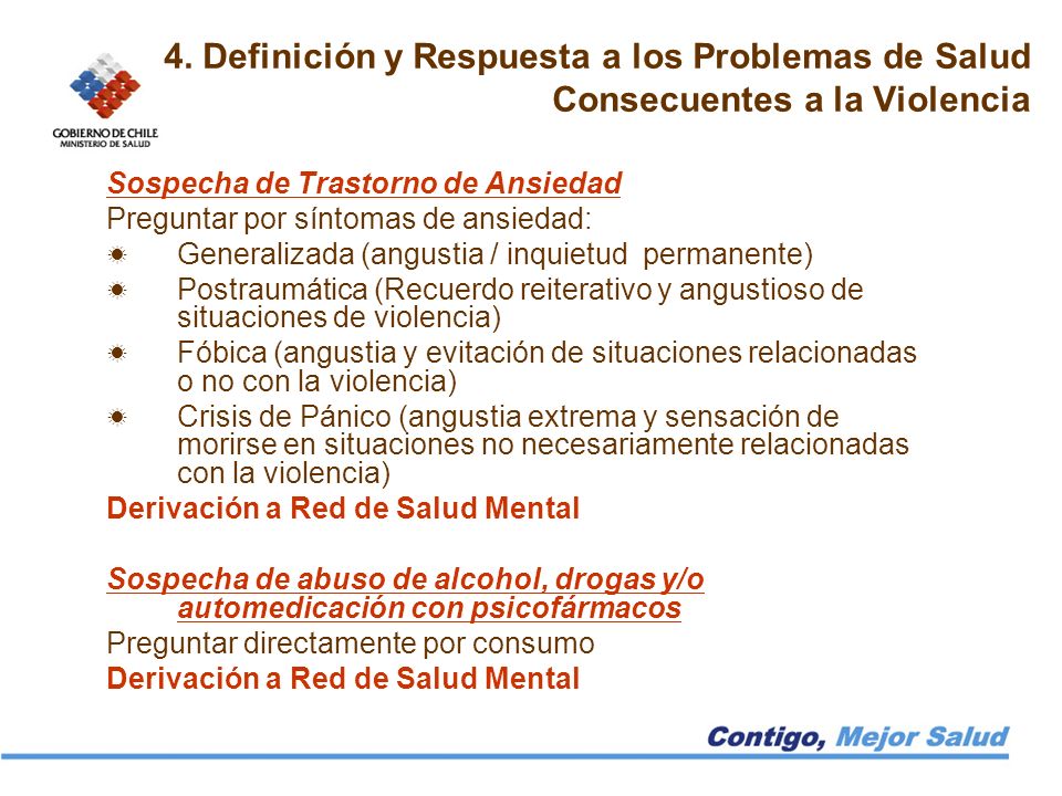 4. Definición y Respuesta a los Problemas de Salud Consecuentes a la Violencia