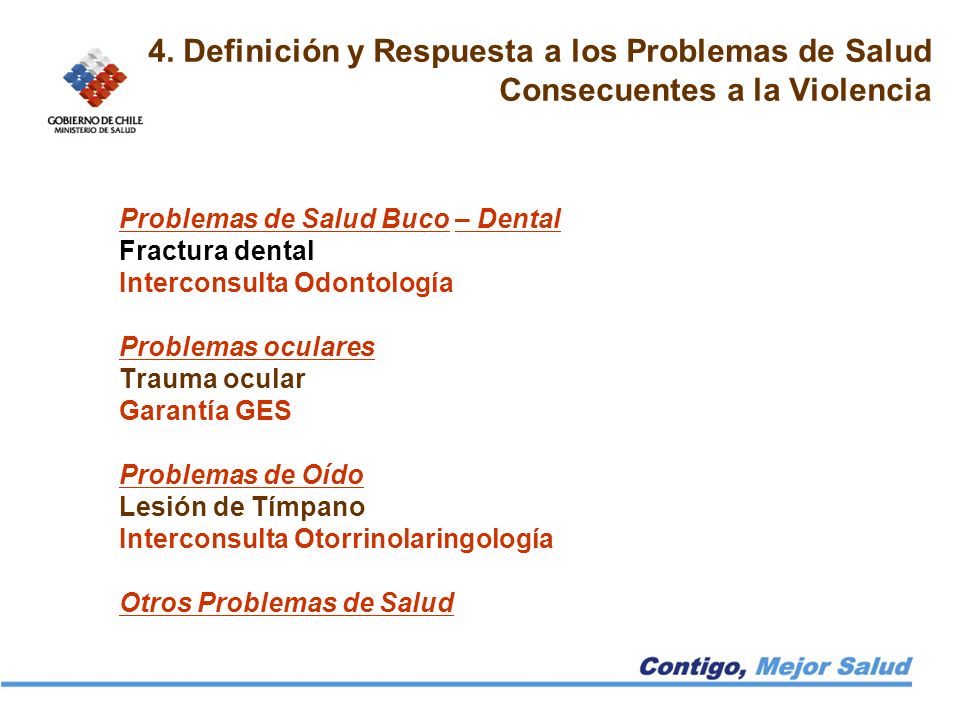 4. Definición y Respuesta a los Problemas de Salud Consecuentes a la Violencia