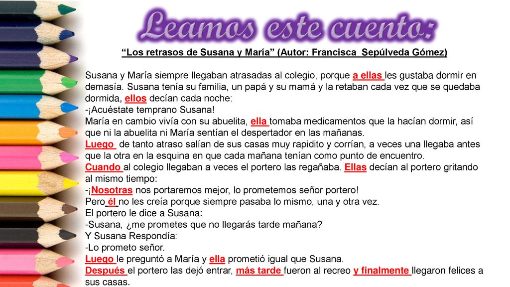 Los retrasos de Susana y María (Autor: Francisca Sepúlveda Gómez)
