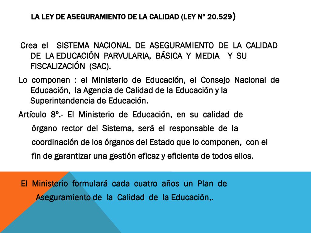 LA LEY DE ASEGURAMIENTO DE LA CALIDAD (LEY Nº )