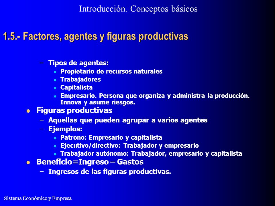 1.5.- Factores, agentes y figuras productivas