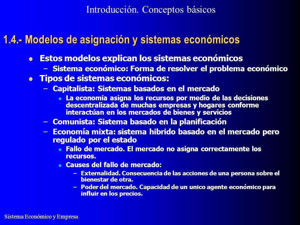 1.4.- Modelos de asignación y sistemas económicos