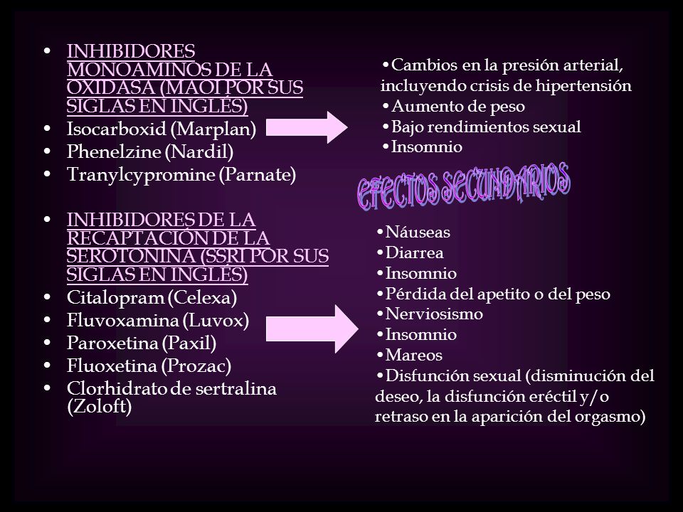 INHIBIDORES MONOAMINOS DE LA OXIDASA (MAOI POR SUS SIGLAS EN INGLÉS)