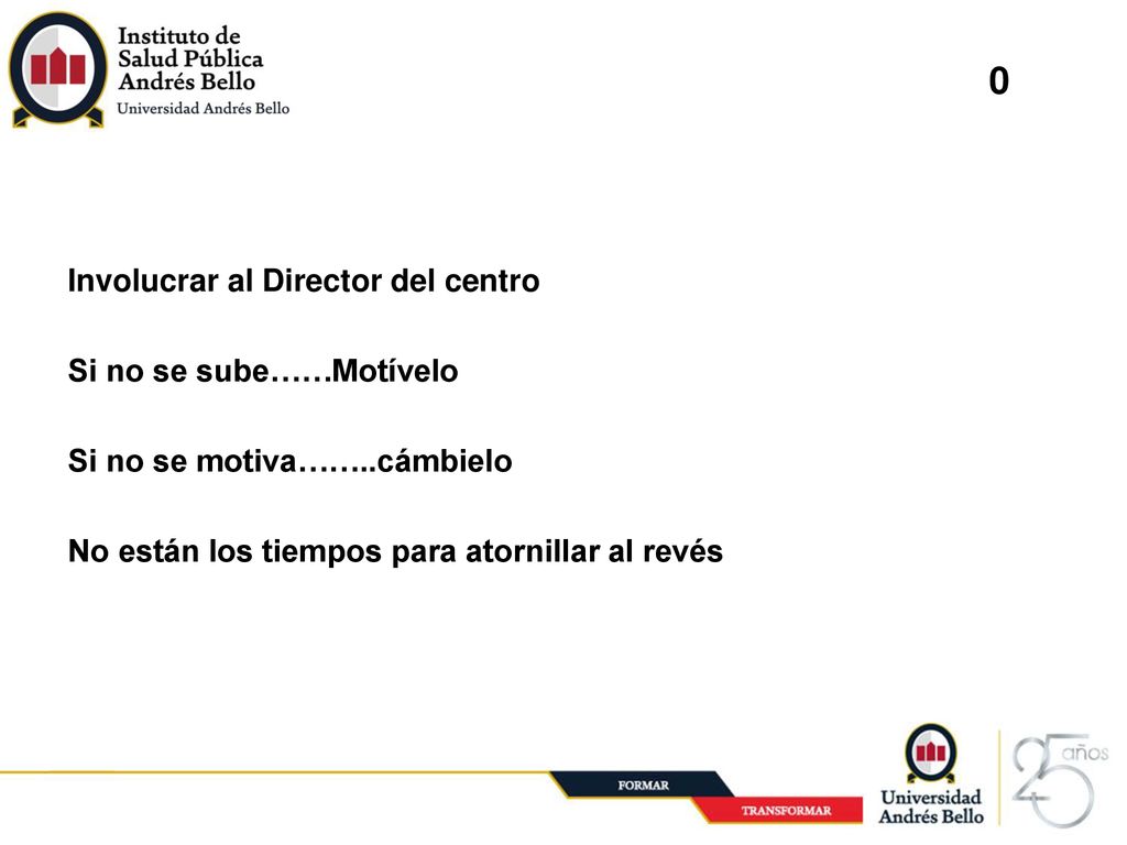 Involucrar al Director del centro Si no se sube……Motívelo.