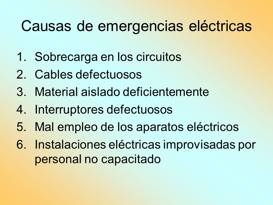 Causas de emergencias eléctricas