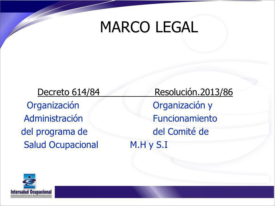 MARCO LEGAL Decreto 614/84 Resolución.2013/86