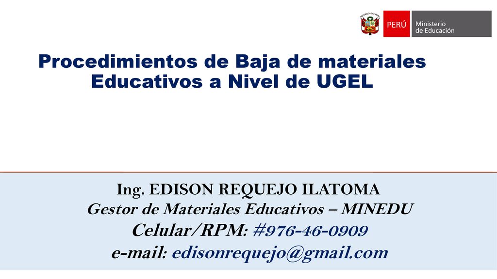 Procedimientos de Baja de materiales Educativos a Nivel de UGEL