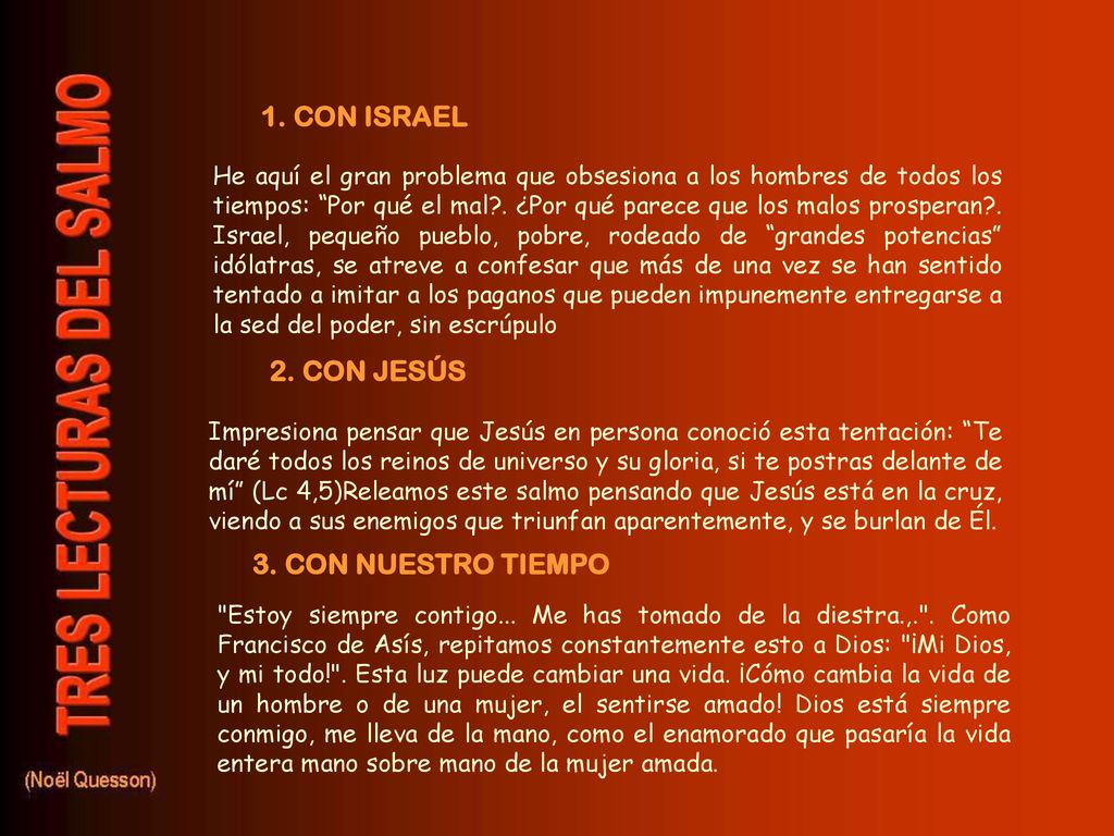 1. CON ISRAEL 2. CON JESÚS 3. CON NUESTRO TIEMPO