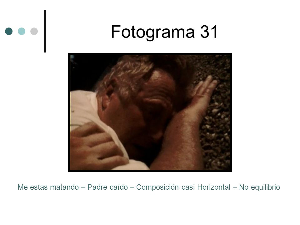 Fotograma 31 Me estas matando – Padre caído – Composición casi Horizontal – No equilibrio