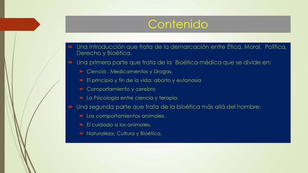 Contenido Una introducción que trata de la demarcación entre Ética, Moral, Política, Derecho y Bioética.