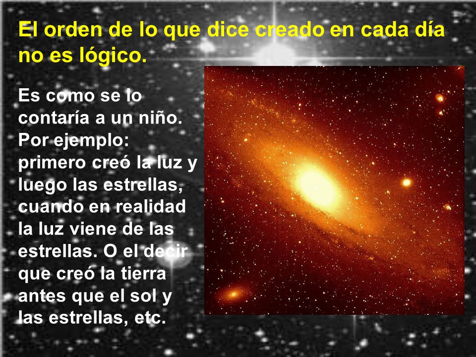 El orden de lo que dice creado en cada día no es lógico.