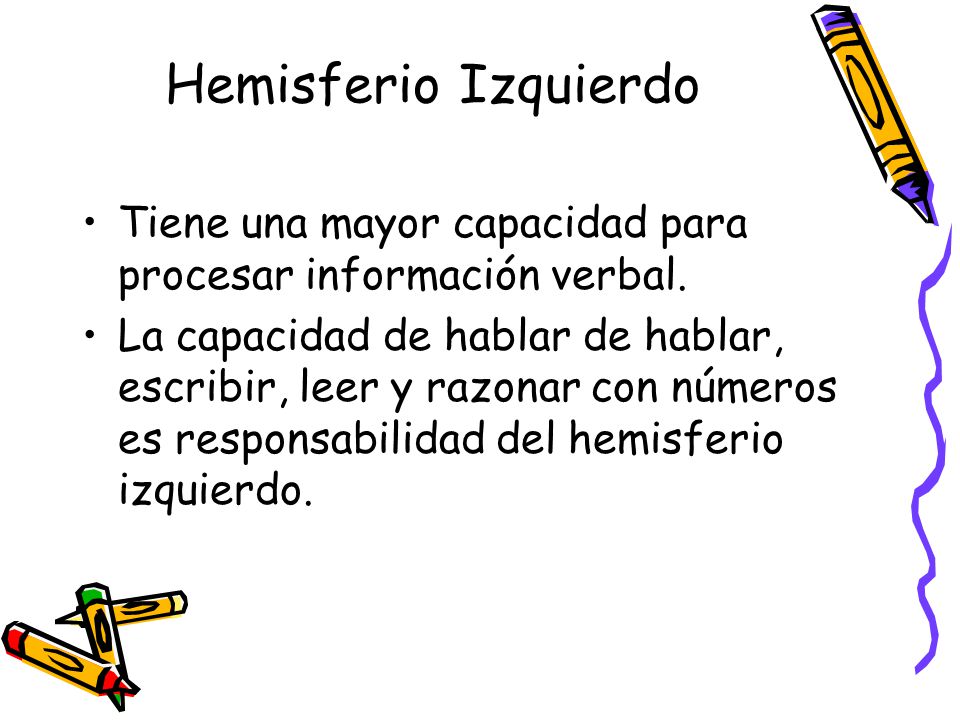 Hemisferio Izquierdo Tiene una mayor capacidad para procesar información verbal.