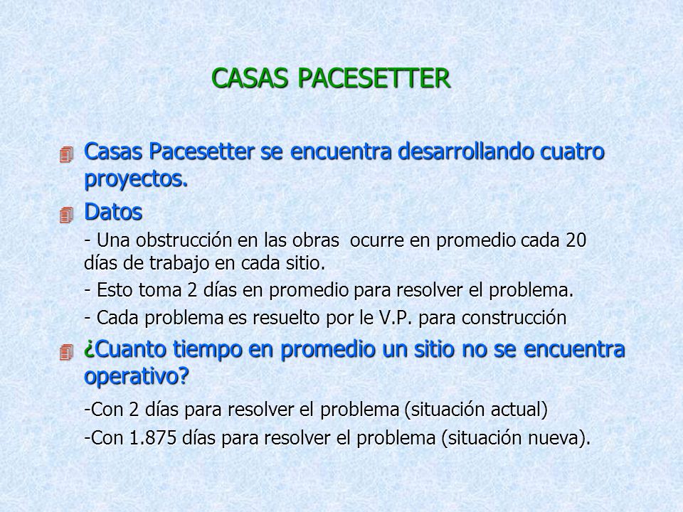 CASAS PACESETTER Casas Pacesetter se encuentra desarrollando cuatro proyectos. Datos.