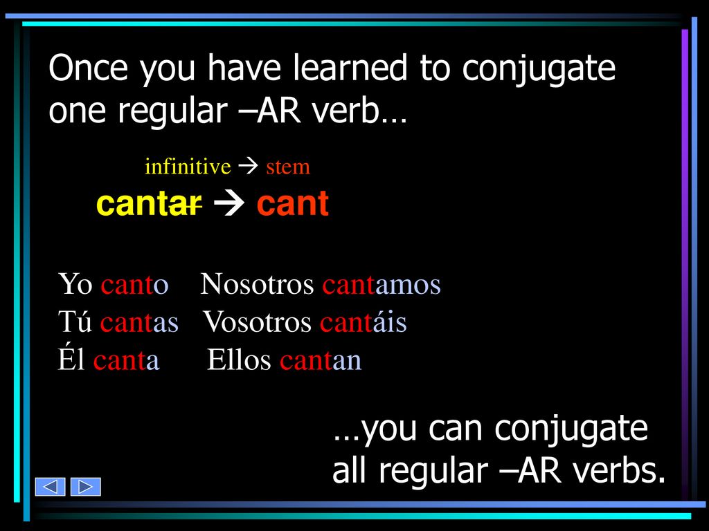 Once you have learned to conjugate one regular –AR verb…