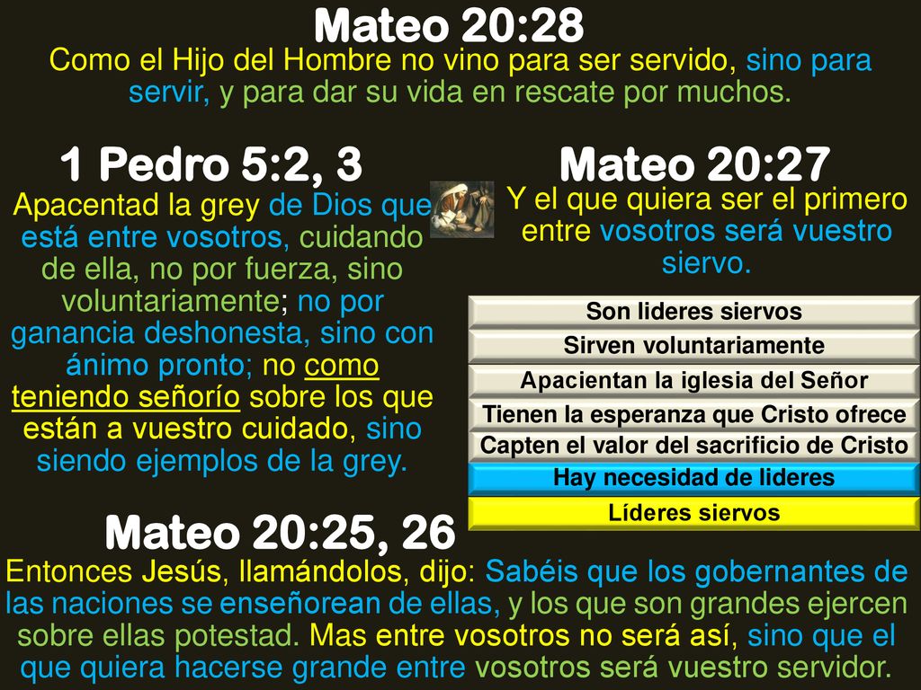 Mateo 20:28 1 Pedro 5:2, 3 Mateo 20:27 Mateo 20:25, 26