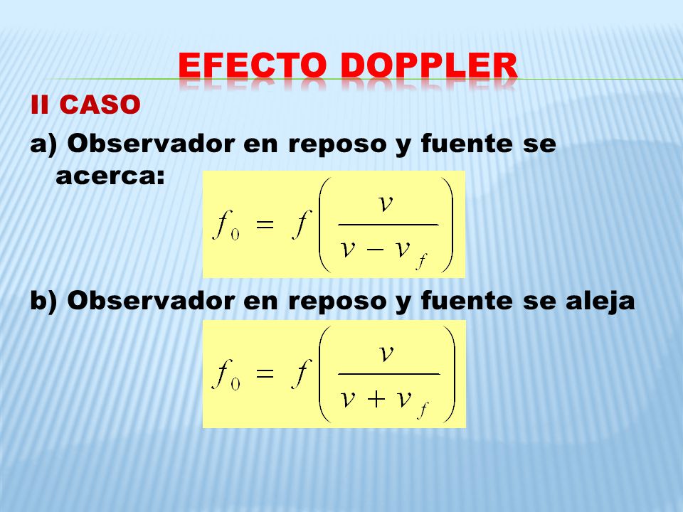 EFECTO DOPPLER II CASO a) Observador en reposo y fuente se acerca: