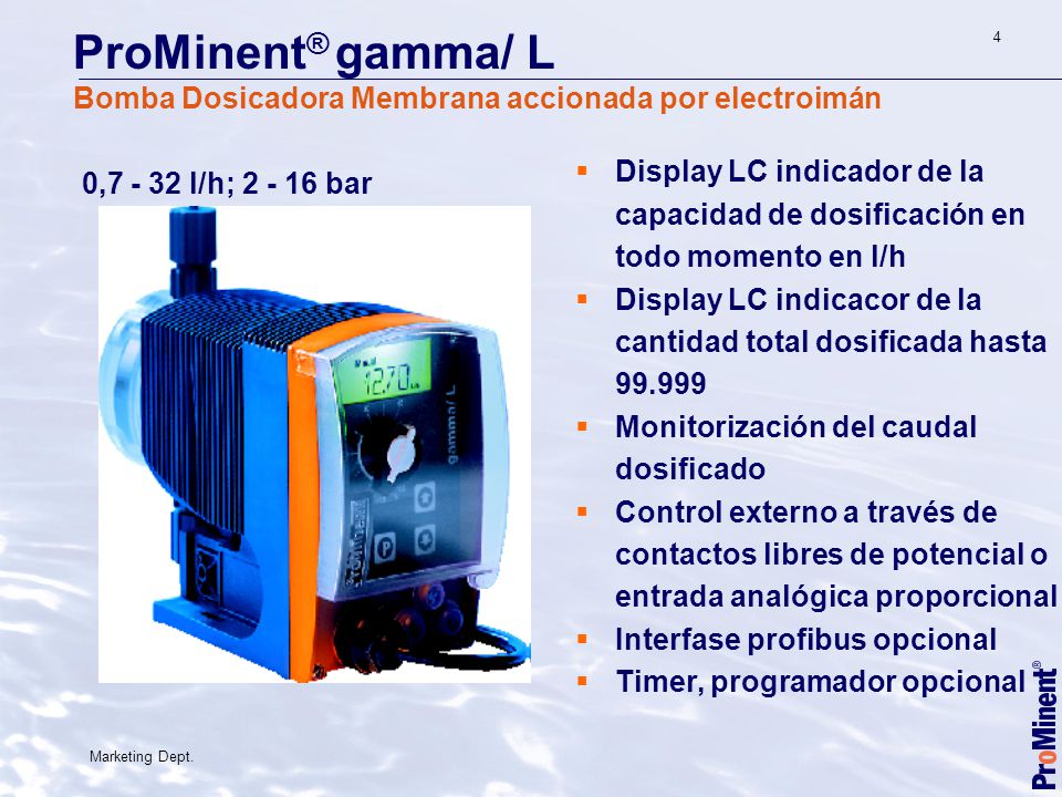ProMinent® gamma/ L Bomba Dosicadora Membrana accionada por electroimán