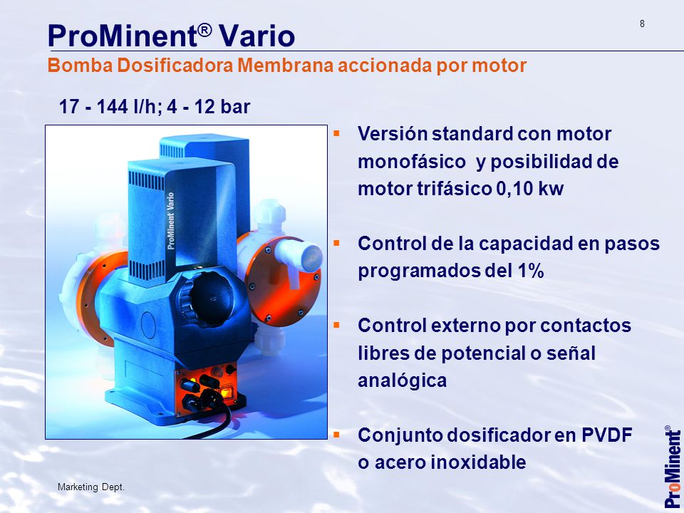 ProMinent® Vario Bomba Dosificadora Membrana accionada por motor