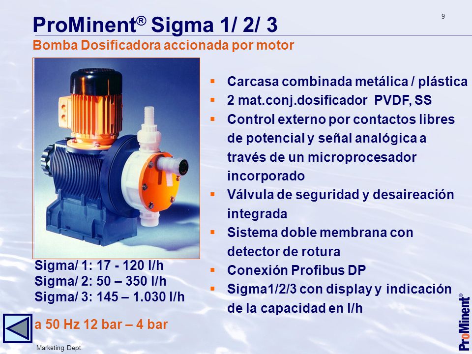 ProMinent® Sigma 1/ 2/ 3 Bomba Dosificadora accionada por motor