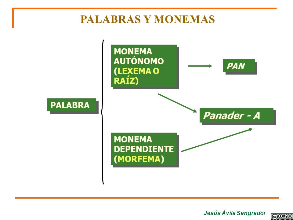 PALABRAS Y MONEMAS Panader - A MONEMA AUTÓNOMO (LEXEMA O RAÍZ) PAN
