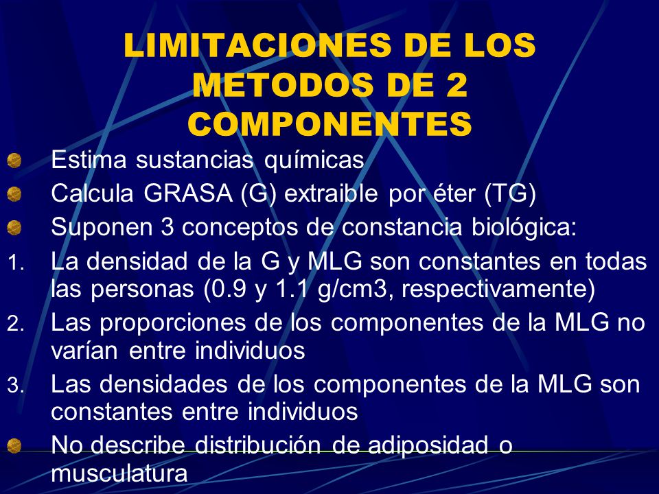 LIMITACIONES DE LOS METODOS DE 2 COMPONENTES