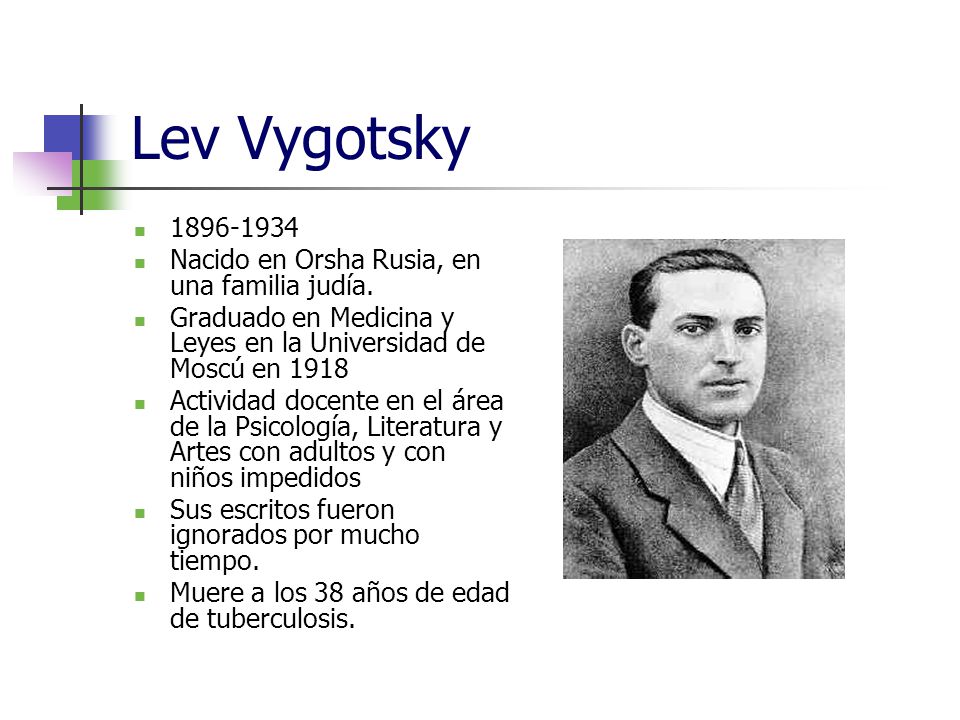 Lev Vygotsky Nacido en Orsha Rusia, en una familia judía.