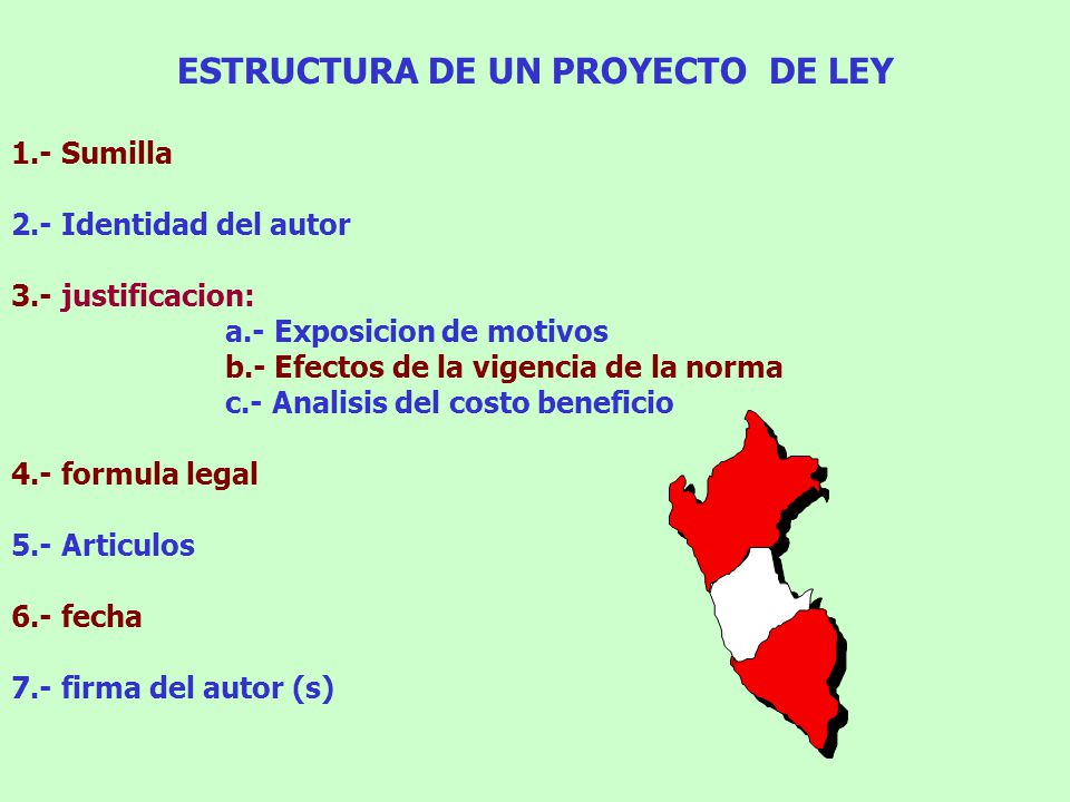 ESTRUCTURA DE UN PROYECTO DE LEY