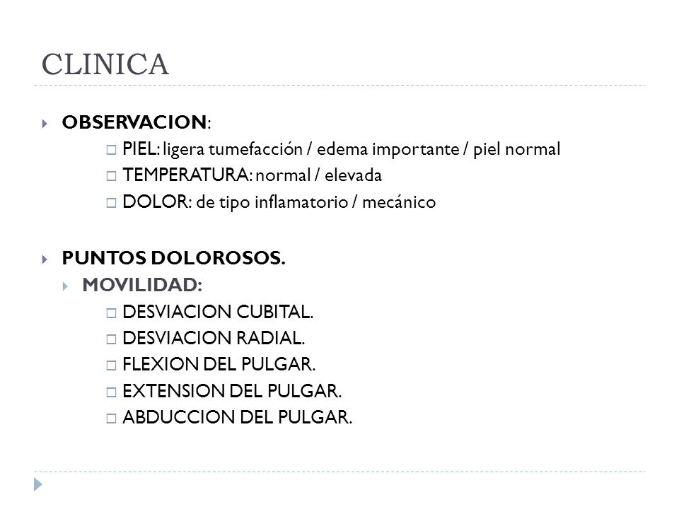 CLINICA OBSERVACION: PIEL: ligera tumefacción / edema importante / piel normal. TEMPERATURA: normal / elevada.