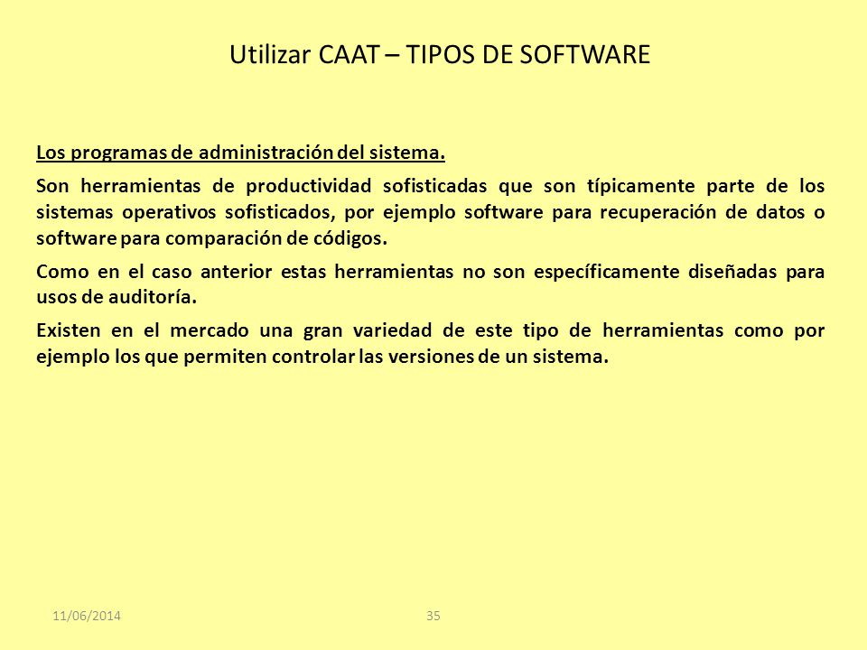Utilizar CAAT – TIPOS DE SOFTWARE